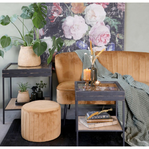 Stolik vinatge z przegródkami i szklanym blatem Chic Antique A