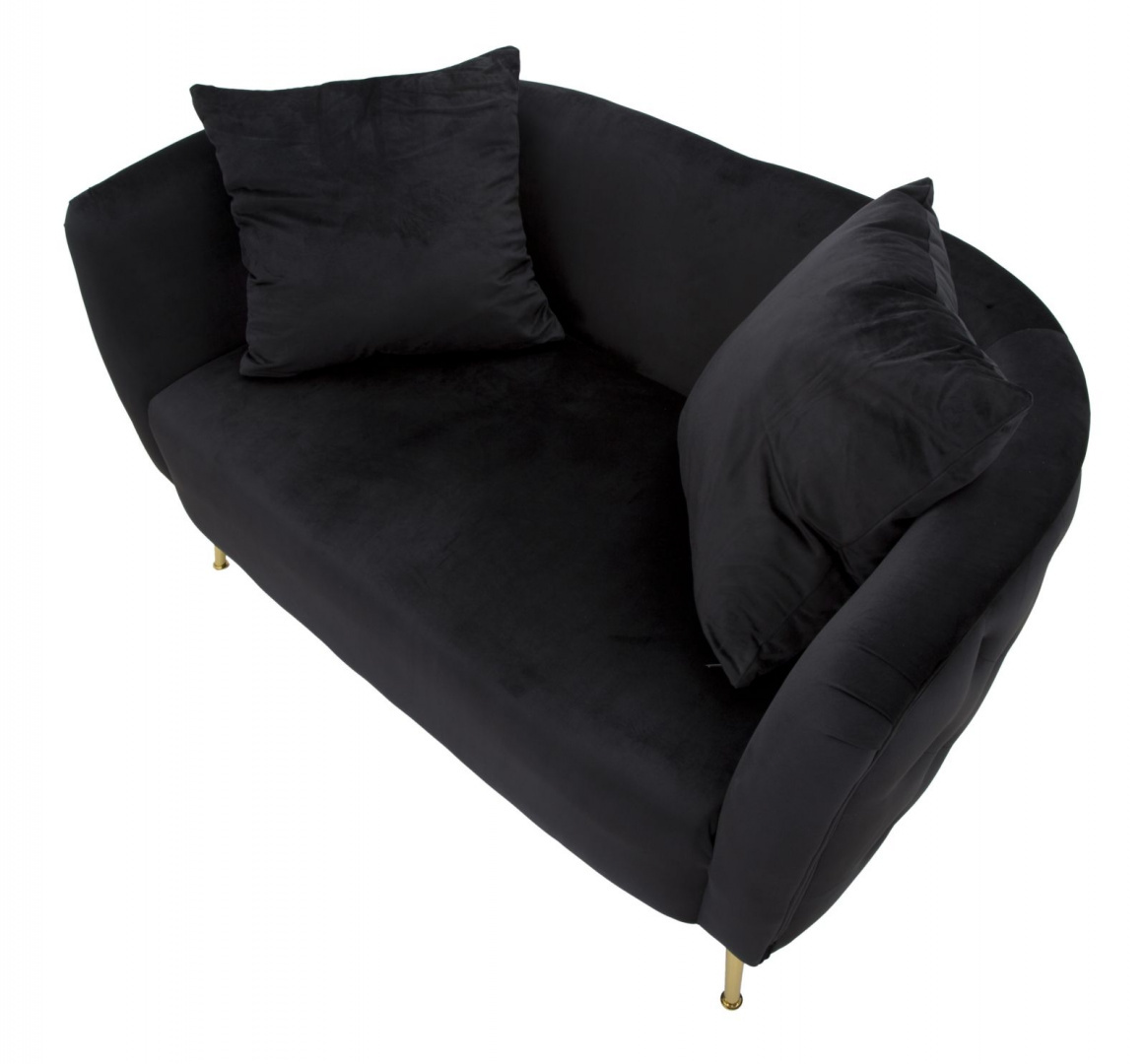 Czarna pikowana sofa na złotych nóżkach BUKAREST