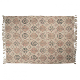 Bawełniany wzorzysty dywan z frędzlami vintage 140x200