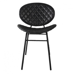 Skórzane czarne krzesło w stylu loft z pikowaniem