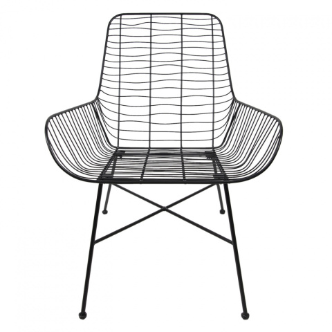 Czarne metalowe krzesło ażurowe w stylu skandynawskim