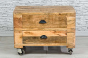 Drewniana surowa szafka na kółkach w stylu loft