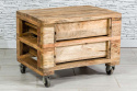 Drewniana surowa szafka na kółkach w stylu loft