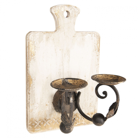 Rustykalny świecznik naścienny drewno i metal