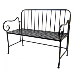 Metalowa czarna ławka ogrodowa retro Clayre & Eef