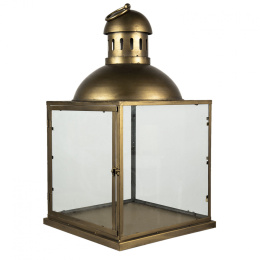 Duży metalowy lampion vintage w kolorze miedzianym