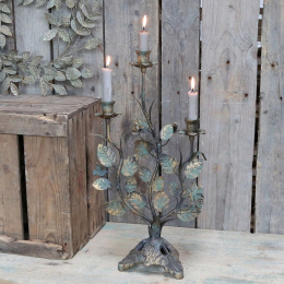 Metalowy świecznik z liśćmi vintage Chic Antique