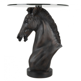 Nowoczesny stolik koń szachowy ze szklanym blatem