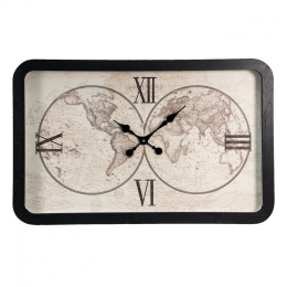 Prostokątny zegar z mapą świata w stylu kolonialnym