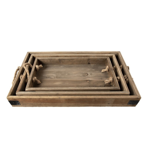 Drewniana taca w stylu country set 3 szt.