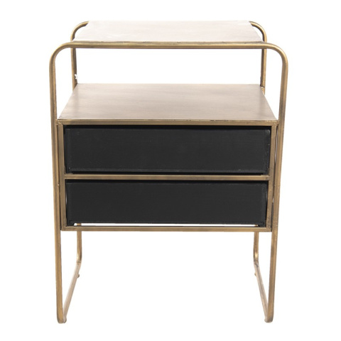 Mała szafka retro z szufladami drewno i metal