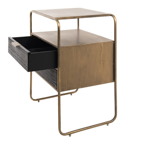 Mała szafka retro z szufladami drewno i metal