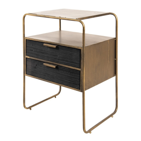 Mała szafka retro z szufladami drewno i metal