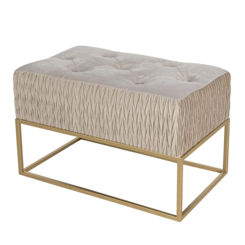 Pikowana aksamitna pufa podnóżek beżowy Clayrre & Eef