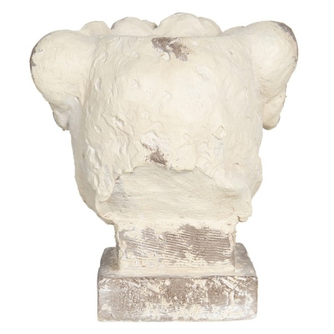 Posąg na podstawie głowa lwicy z różami