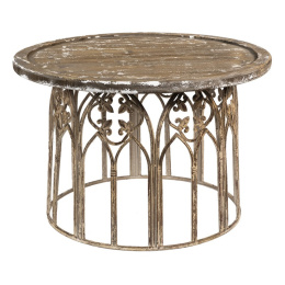 Duży okrągły stolik postarzany w stylu rustic