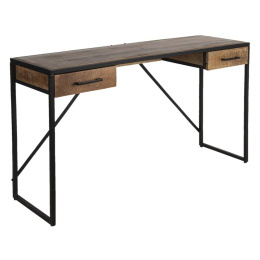 Industrialne metalowe biurko z drewnianym blatem