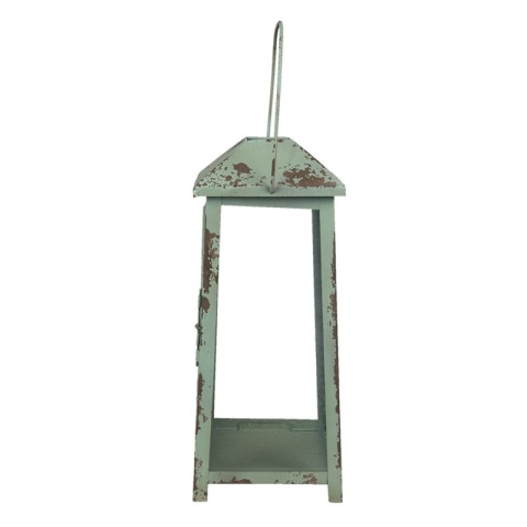 Miętowy postarzany lampion metalowy vintage