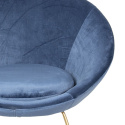 Niebieski nowoczesny fotel na metalowych nogach