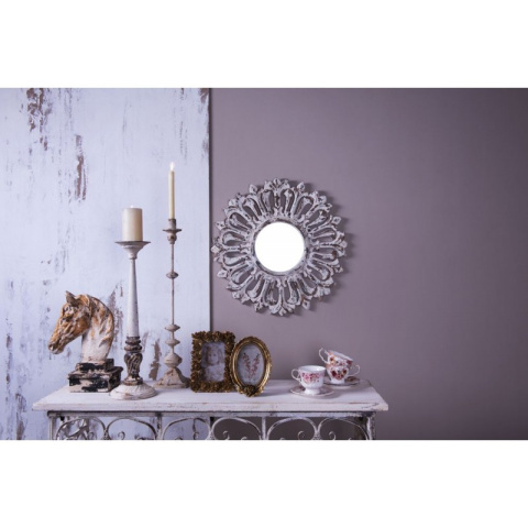 Ozdobne postarzane drewniane lustro ścienne vintage