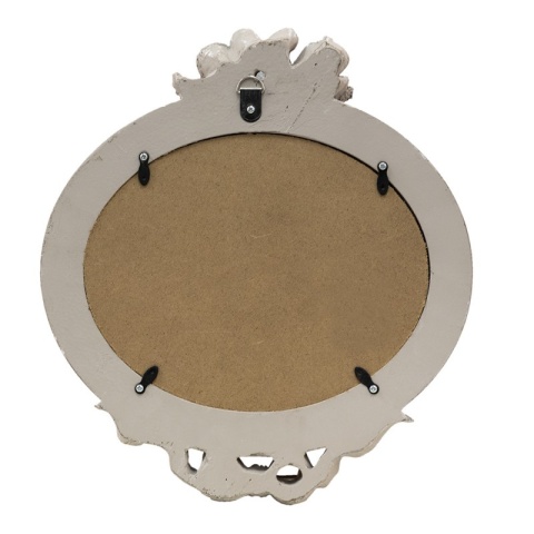 Szare owalne lustro z aniołkami vintage