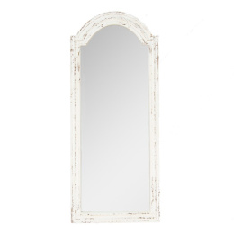Białe postarzane lustro w kształcie łuku vintage