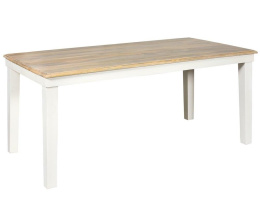 Bialy prostokątny stół z drewnianym blatem Belldeco
