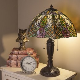 Duża lampa stołowa witrażowa w kwiaty TIFFANY