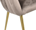 Fotel muszelka na złotych nóżkach mokka GLAMOUR Belldeco