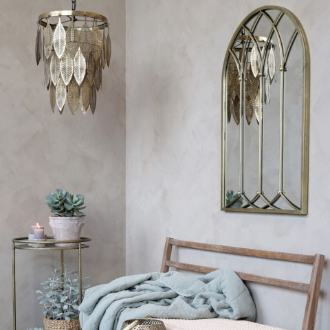 Lustro w metalowej ramie z ozdobnymi szprosami Chic Antique