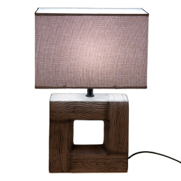 Nowoczesna lampa stołowa na drewnianej podstawie