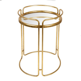 Złoty metalowy stolik ze szklanym blatem set 2 szt.