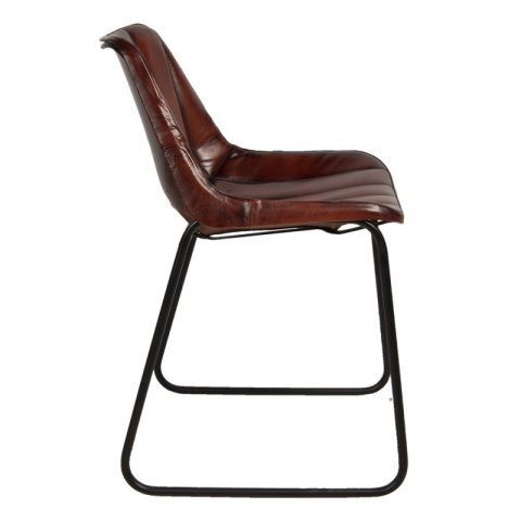 Skórzane krzesło industrialne na metalowych nogach 1