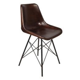 Skórzane krzesło industrialne na metalowych nogach 2