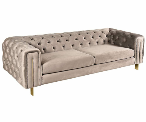 Szeroka pikowana sofa na złotych nóżkach GLAMOUR Belldeco