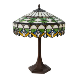 Zielona witrażowa lampa stołowa TIFFANY Clayre & Eef