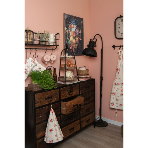 Wysoka industrialna czarna lampa podłogowa