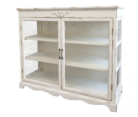 Przeszklona biała komoda prowansalska Chic Antique