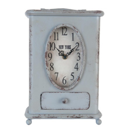 Szary postarzany zegar stołowy vintage Clayre & Eef