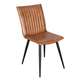 Brązowe skórzane krzesło na czarnych nogach