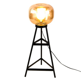 Czarna nowoczesna lampa stołowa ze szklanym kloszem