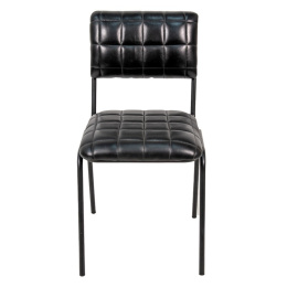 Czarne pikowane krzesło w stylu nowoczesnym skróra