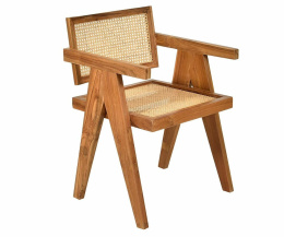 Proste krzesło drewniane drewno i rattan BARI Belldeco 1