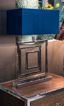 Niebieski abażur/klosz welurowy prosyokatny Belldeco