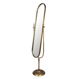 Owalne lustro stojące w stylu vintage stare złoto