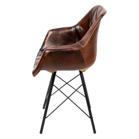 Skórzane krzesło pikowane na metalowych nogach industrial