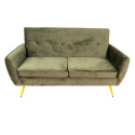 Sofa retro na złotych nóżkach zgniła zieleń Clayre & Eef