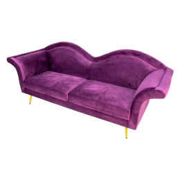 Sofa usta na złotych nóżkach fioletowa