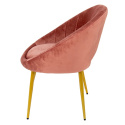 Tapicerowane krzesło retro na złotych nóżkach pudrowy róż