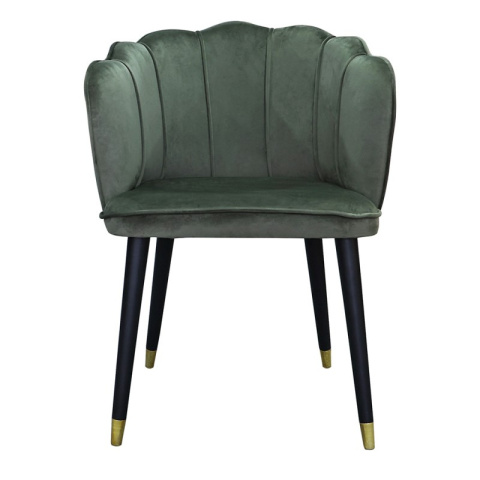 Zielone krzesło retro na czarnych nóżkach Clayre & Eef